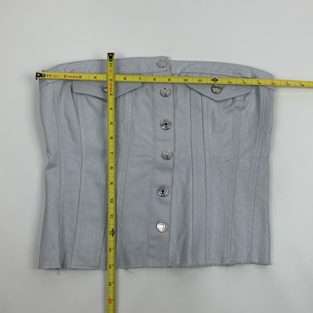 Zara Silver Metallic Button-Front Sleeveless Top … - image 6